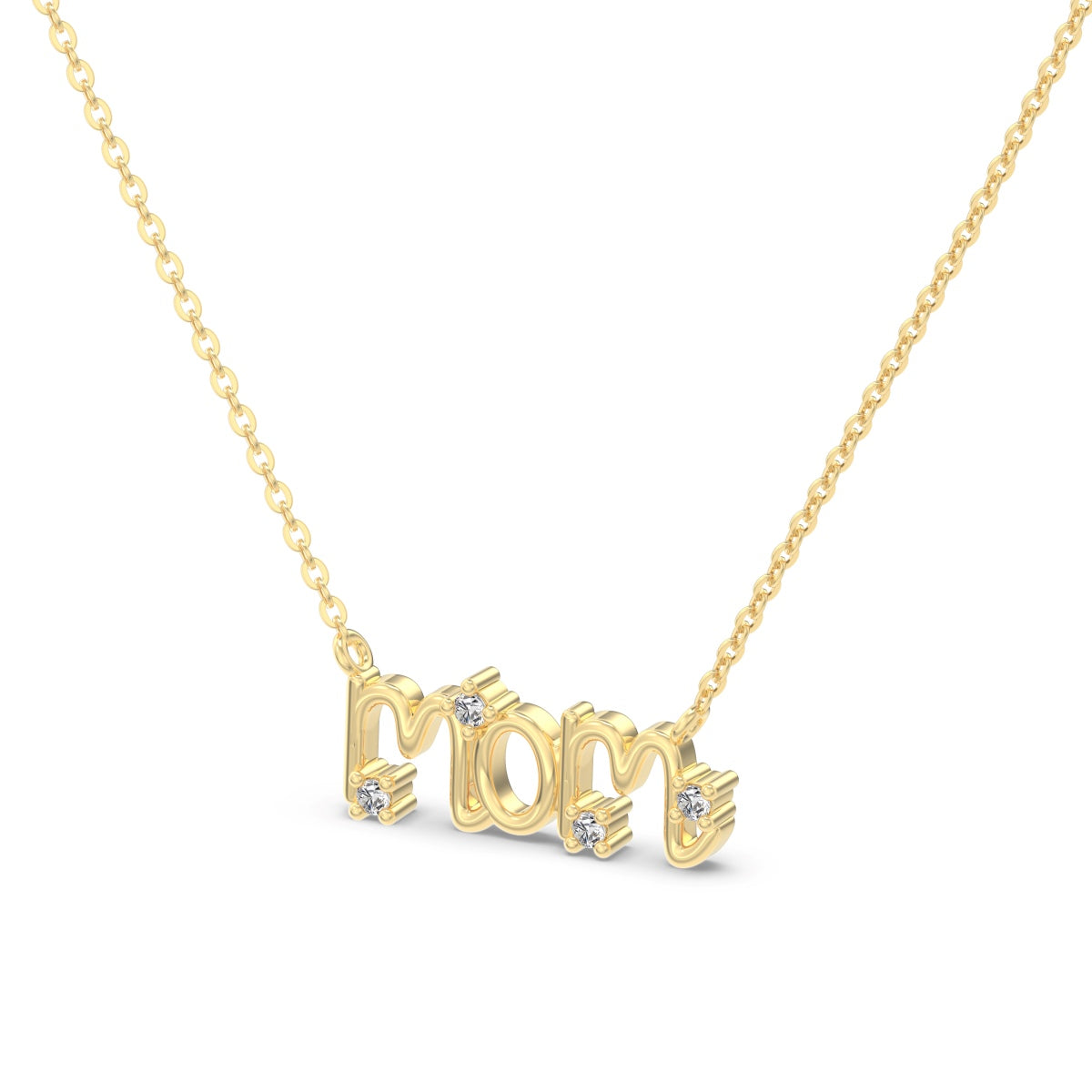 14K gold-plated chain made of 925 sterling silver with “MOM” pendant & zirconia