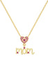 14K gold-plated necklace made of 925 sterling silver with “MOM” pendant &amp; heart made of pink zirconia