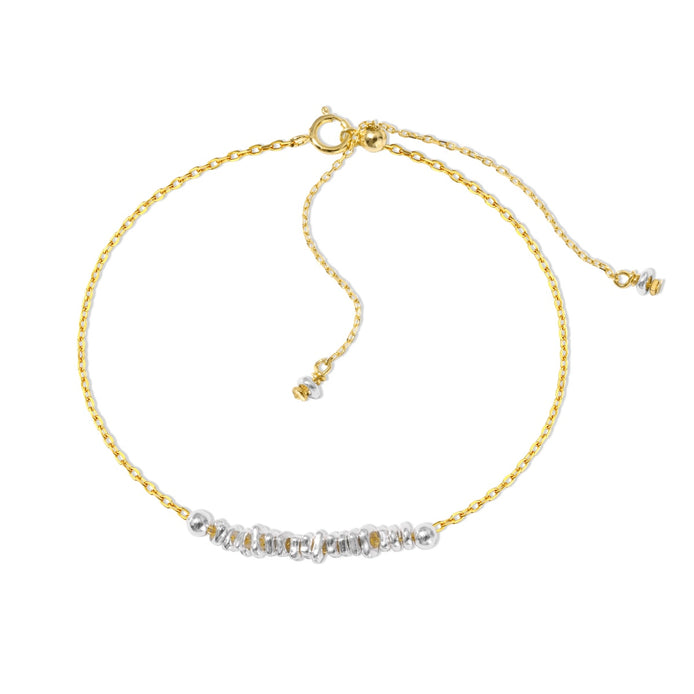 Bracelet 925 silver, 18K gold plated with threaded silver elements