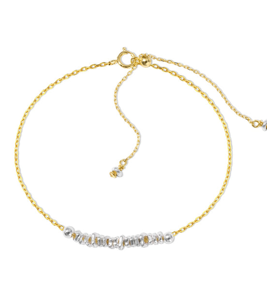 Bracelet 925 silver, 18K gold plated with threaded silver elements