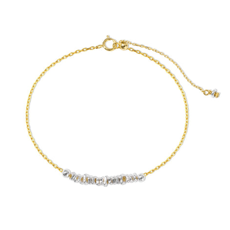 Bracelet 925 silver, 18K gold plated with threaded silver elements