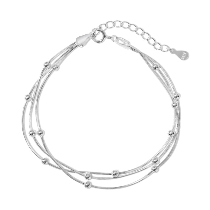 Multi-row bracelet made of 925 silver with ball details