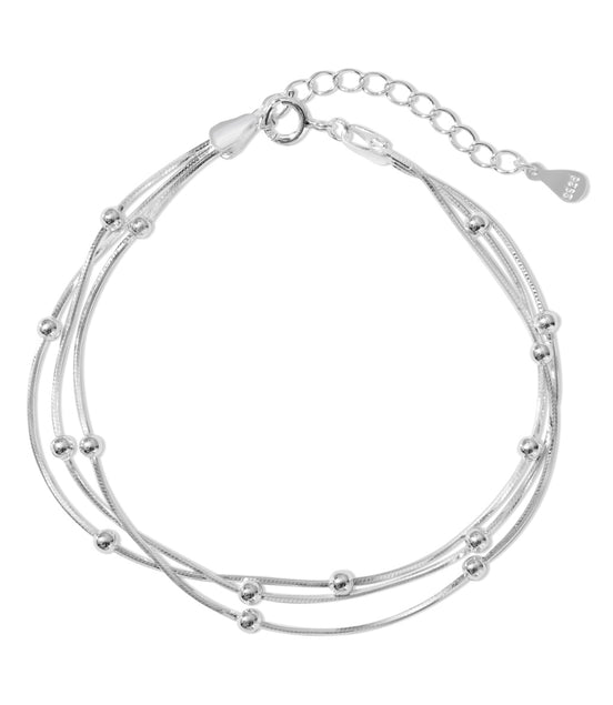 Multi-row bracelet made of 925 silver with ball details