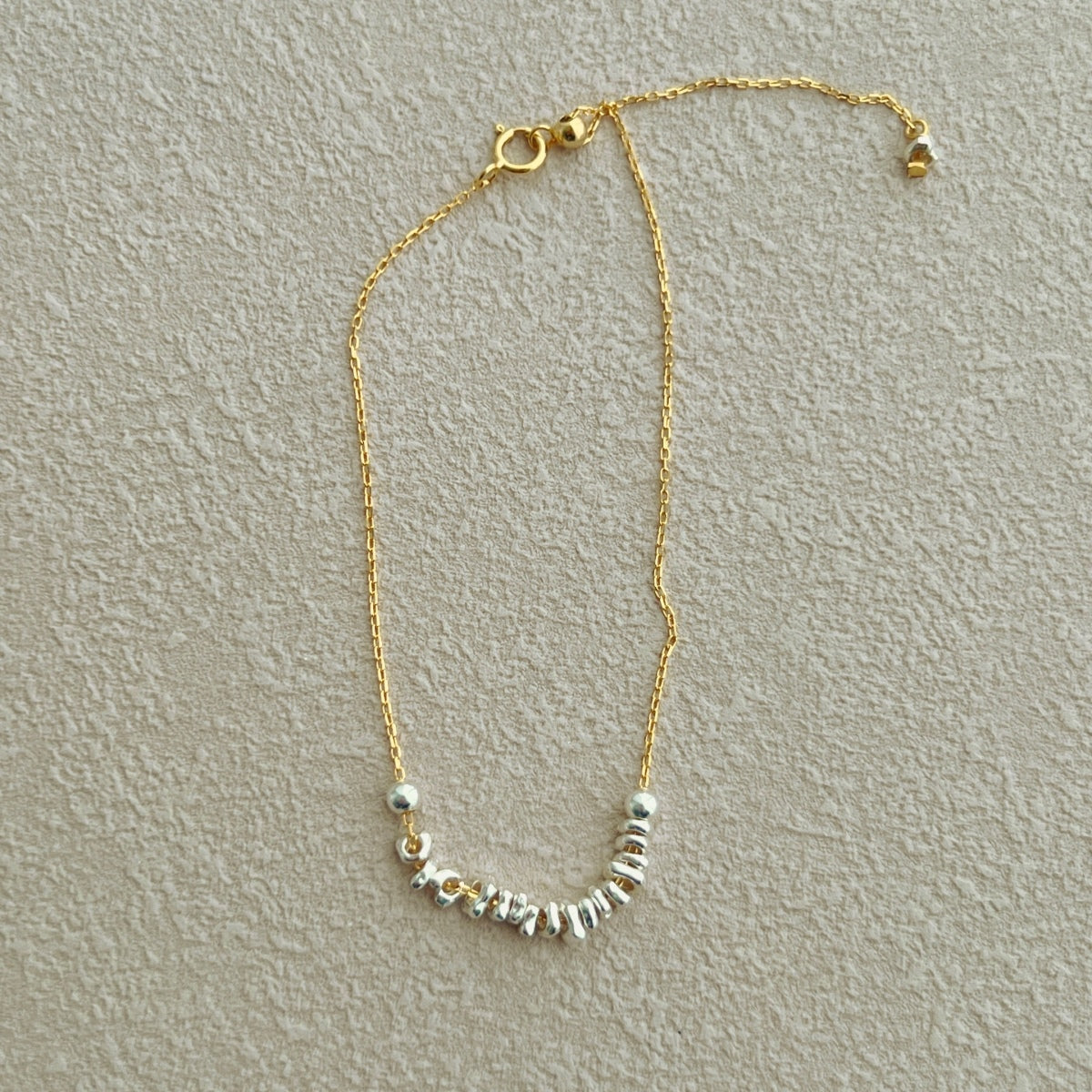 Bracelet 925 silver, 18K gold plated with threaded silver elements