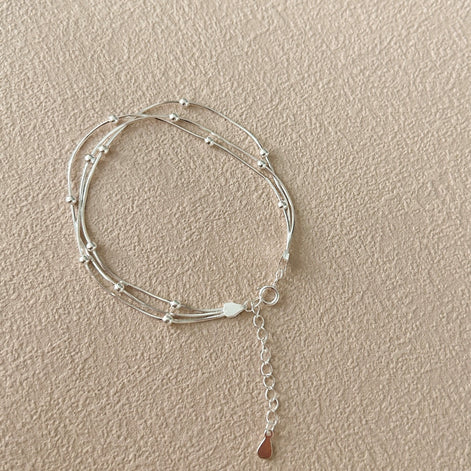 Multi-row bracelet made of 925 silver with ball details