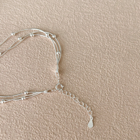 Multi-row bracelet made of 925 silver with ball details