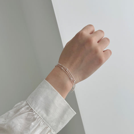 Multi-row bracelet made of 925 silver with ball details