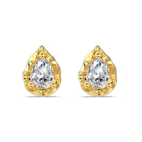 Drop-shaped 925 silver earrings 18K gold-plated and zirconia stone