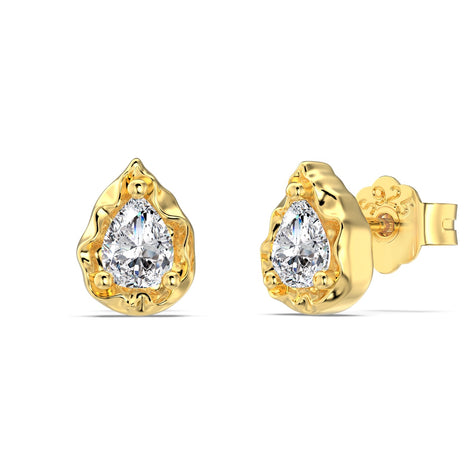 Drop-shaped 925 silver earrings 18K gold-plated and zirconia stone
