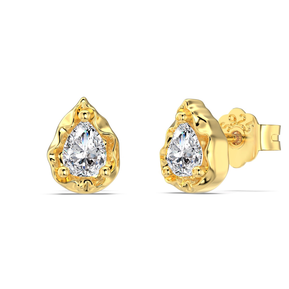 Drop-shaped 925 silver earrings 18K gold-plated and zirconia stone