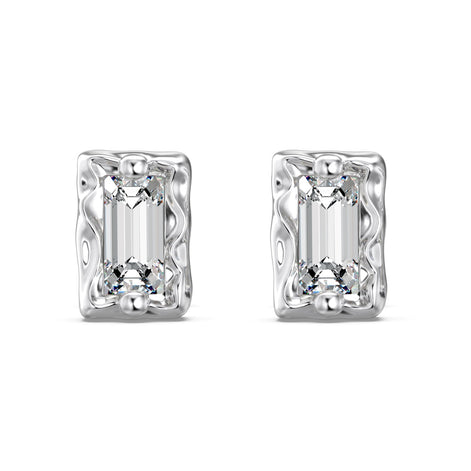 Stud earrings made of 925 silver with rectangular zirconia