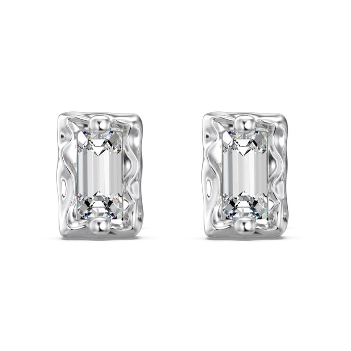 Stud earrings made of 925 silver with rectangular zirconia