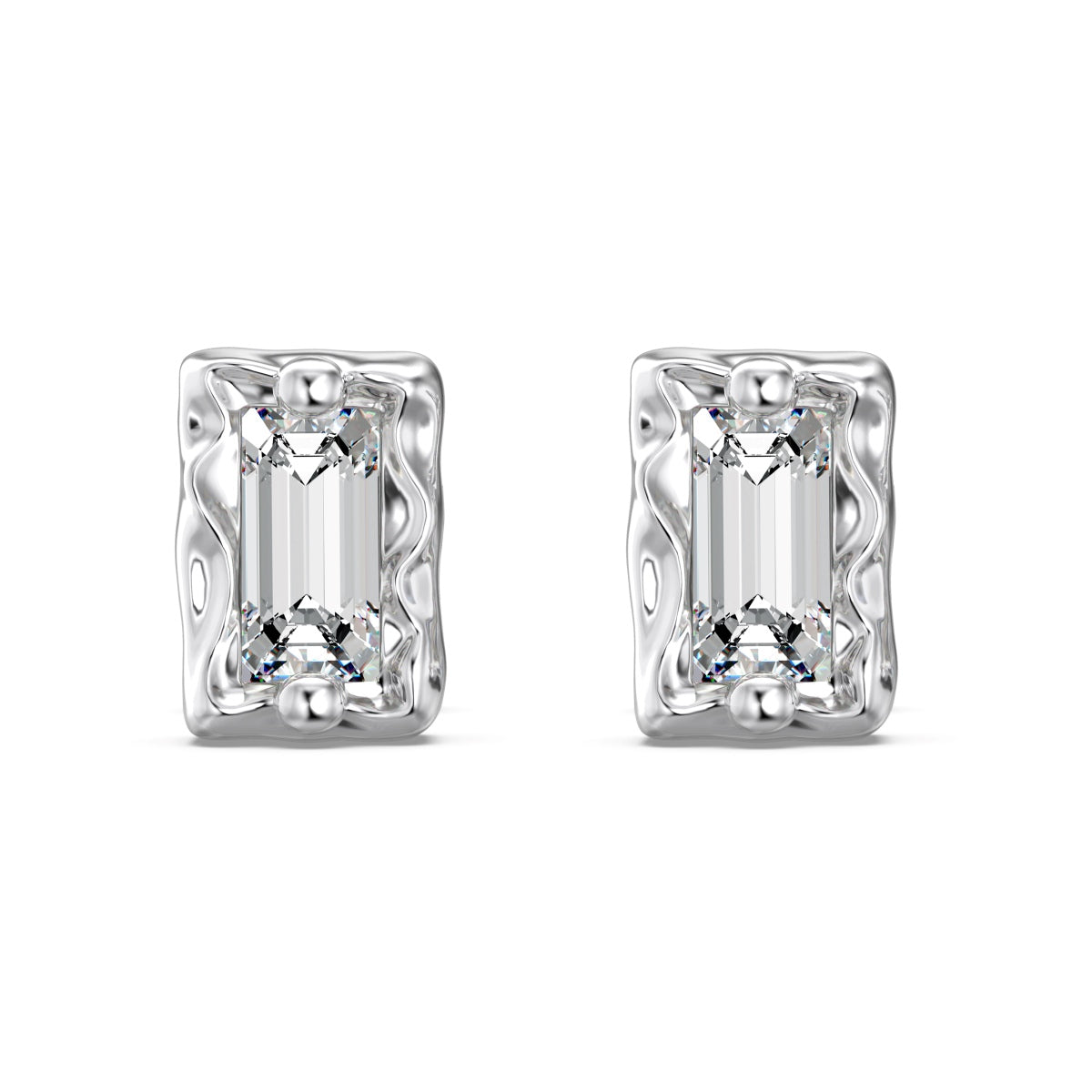 Stud earrings made of 925 silver with rectangular zirconia