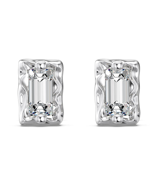 Stud earrings made of 925 silver with rectangular zirconia