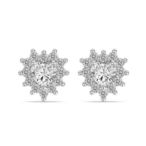 Heart Crown/ Heart stud earrings made of 925 silver with zirconia stones