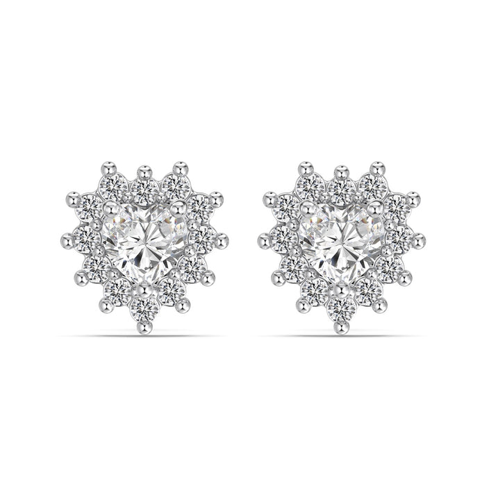 Heart Crown/ Heart stud earrings made of 925 silver with zirconia stones
