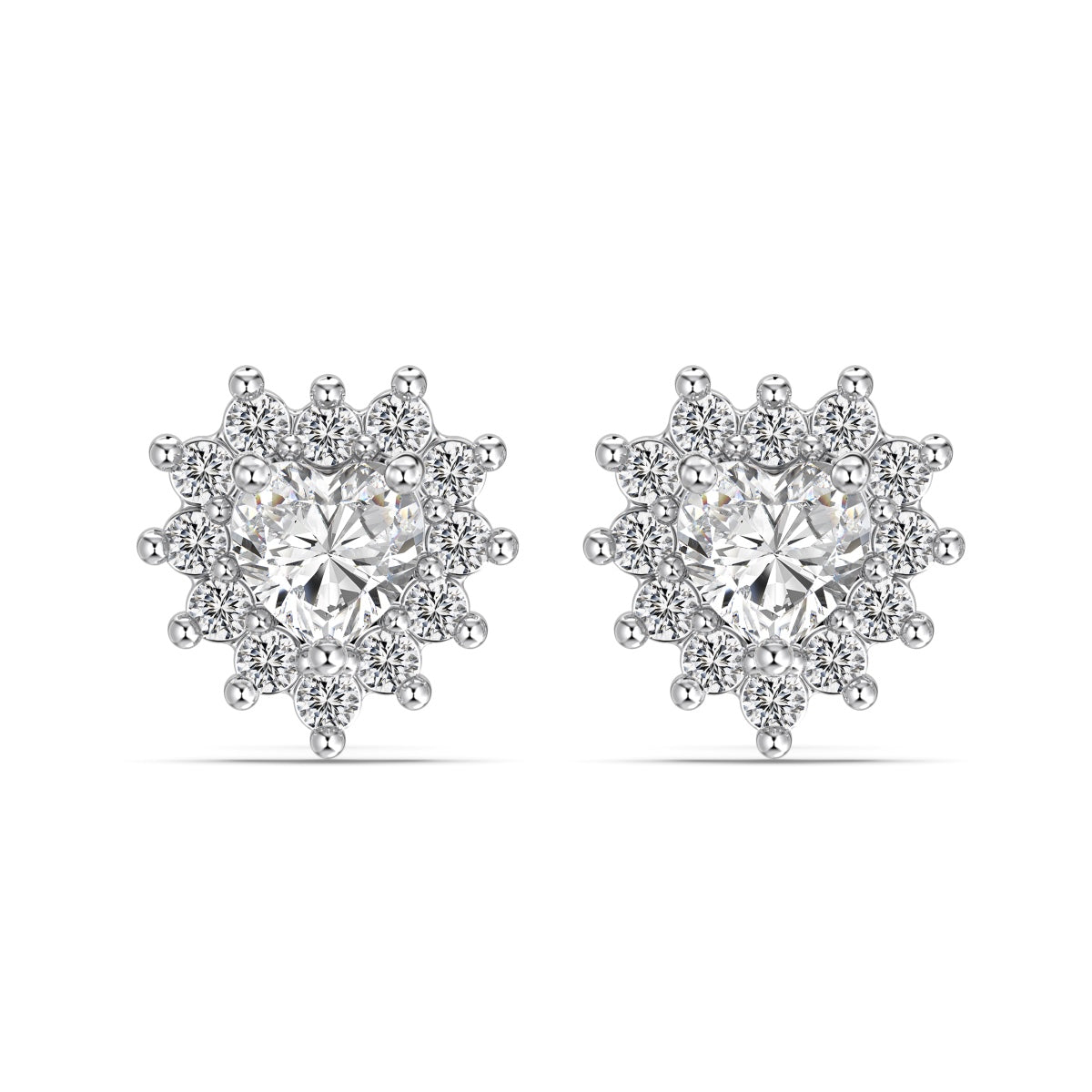 Heart Crown/ Heart stud earrings made of 925 silver with zirconia stones