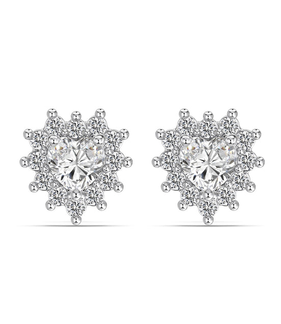 Heart Crown/ Heart stud earrings made of 925 silver with zirconia stones