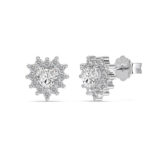 Heart Crown/ Heart stud earrings made of 925 silver with zirconia stones