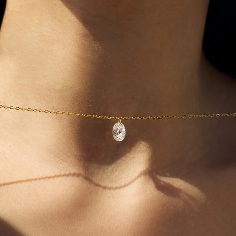 Elegant silver chain 925 gold-plated - oval zirconia