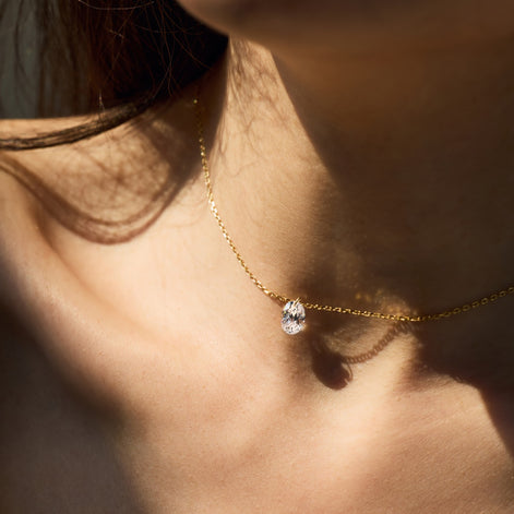 Elegant silver chain 925 gold-plated - oval zirconia