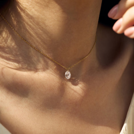 Elegant silver chain 925 gold-plated - oval zirconia