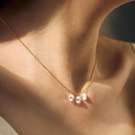 14K gold-plated necklace made of 925 silver with zirconia stones