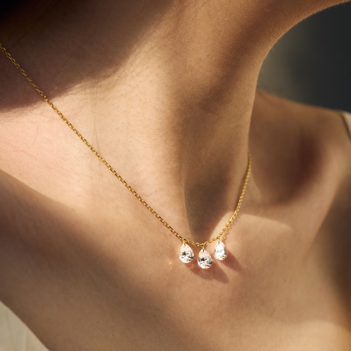 14K gold-plated necklace made of 925 silver with zirconia stones