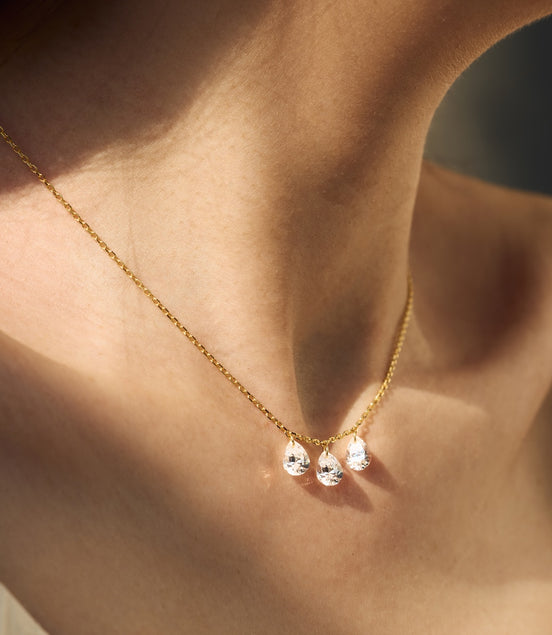 14K gold-plated necklace made of 925 silver with zirconia stones