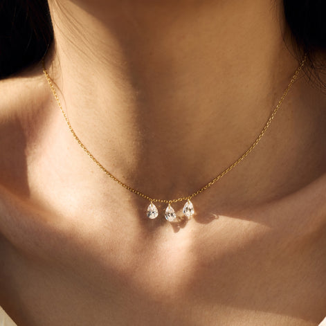 14K gold-plated necklace made of 925 silver with zirconia stones