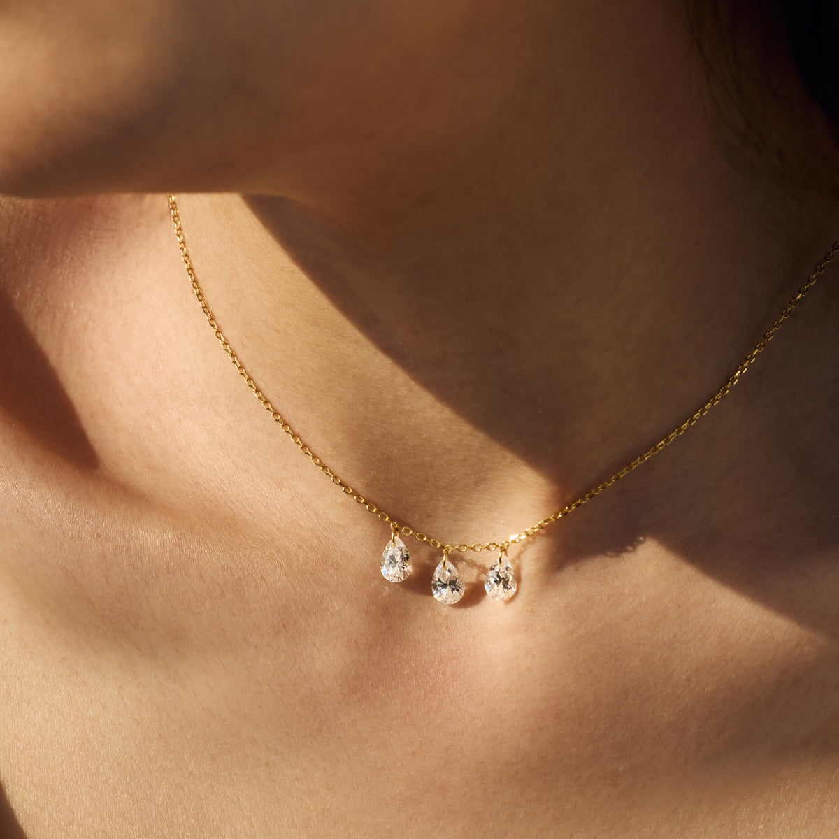 14K gold-plated necklace made of 925 silver with zirconia stones