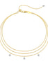 Bracelet 925 silver, 18K gold-plated – triple wrapped with 3x zirconia pendants