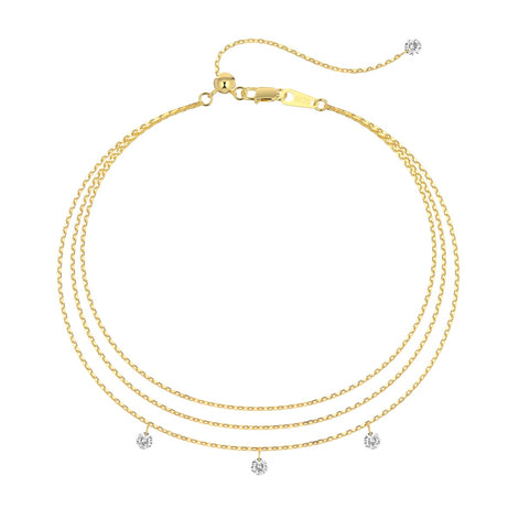 Bracelet 925 silver, 18K gold-plated – triple wrapped with 3x zirconia pendants