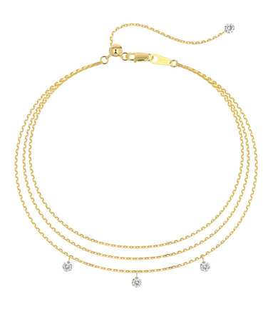 Bracelet 925 silver, 18K gold-plated – triple wrapped with 3x zirconia pendants