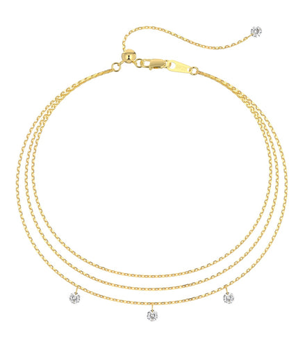 Bracelet 925 silver, 18K gold-plated – triple wrapped with 3x zirconia pendants