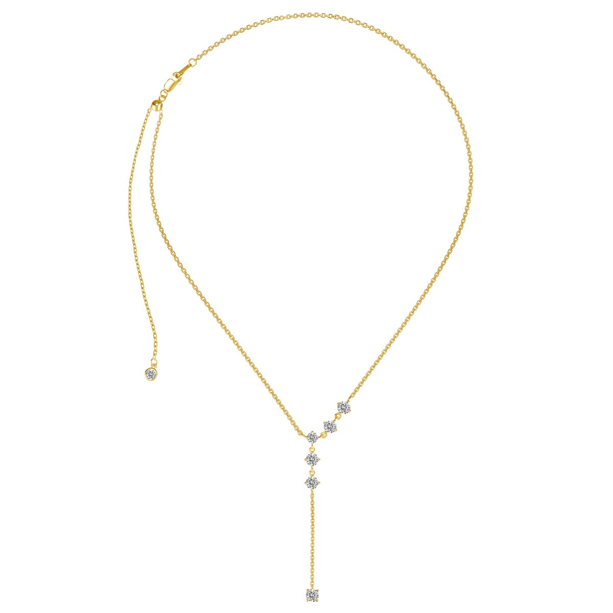 Y-necklace made of 925 Sterling silver – 18K gold-plated with zirconia