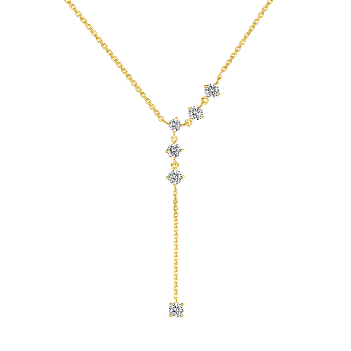Y-necklace made of 925 Sterling silver – 18K gold-plated with zirconia