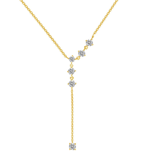 Y-necklace made of 925 Sterling silver – 18K gold-plated with zirconia
