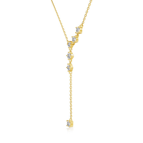 Y-necklace made of 925 Sterling silver – 18K gold-plated with zirconia