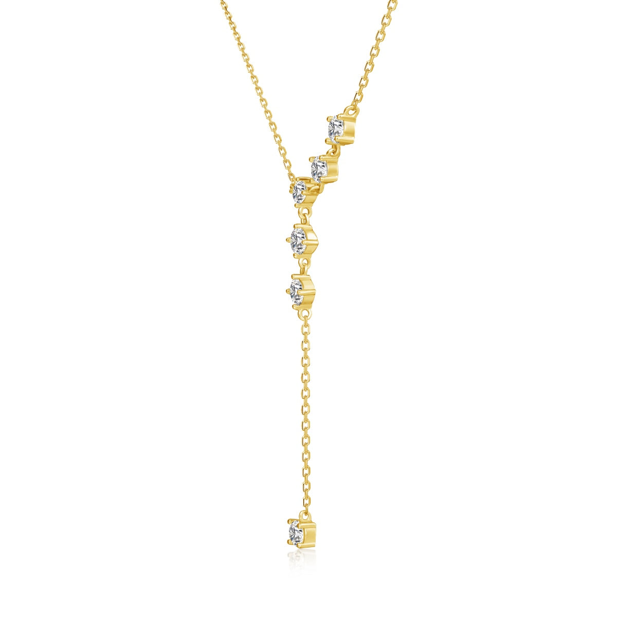 Y-necklace made of 925 Sterling silver – 18K gold-plated with zirconia