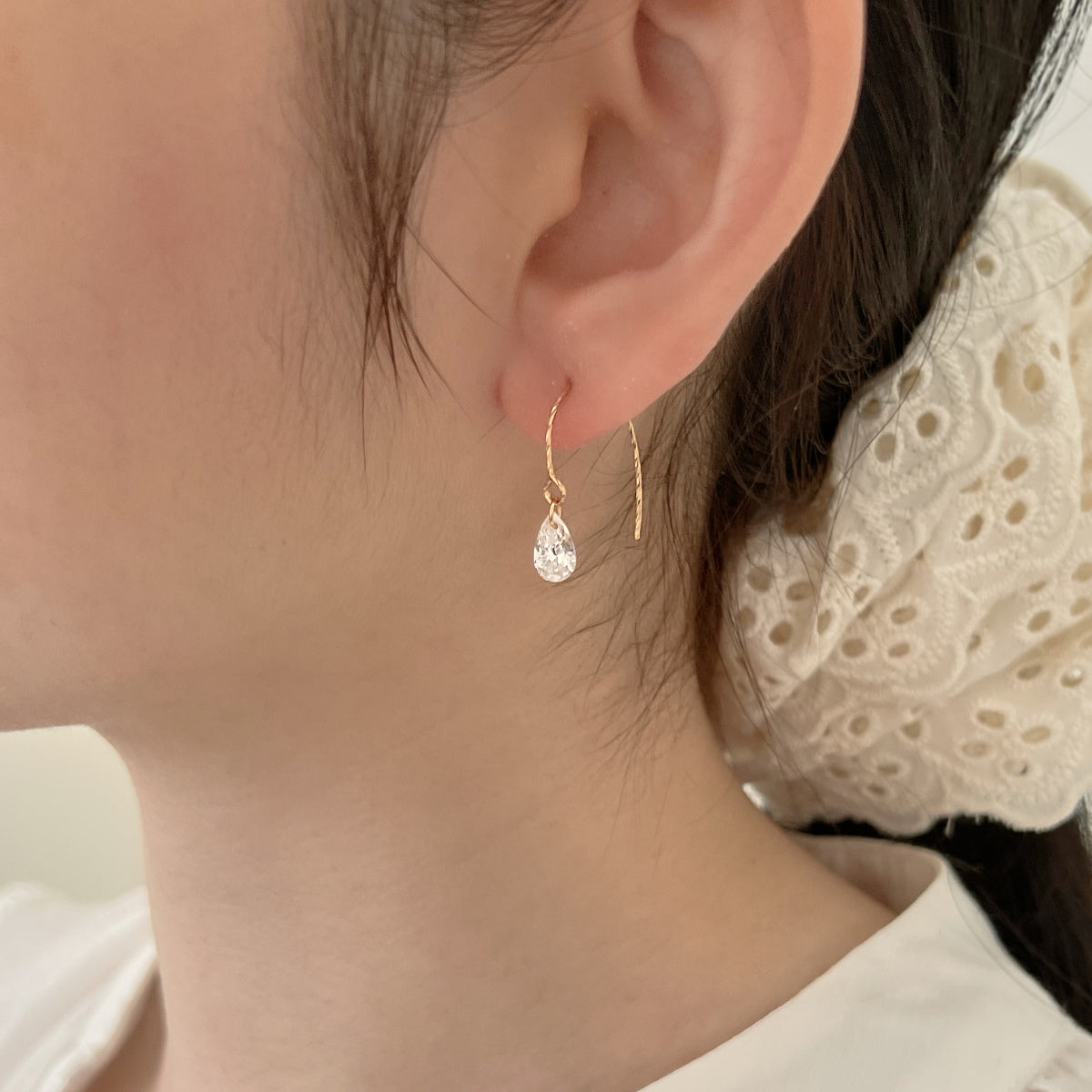 Earrings made of 925 sterling silver gold-plated with oval zirconia stone