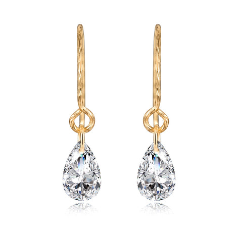 Earrings made of 925 sterling silver gold-plated with oval zirconia stone