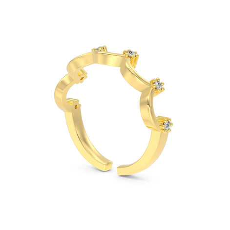 18K gold-plated 925 silver ring in crown design with zirconia