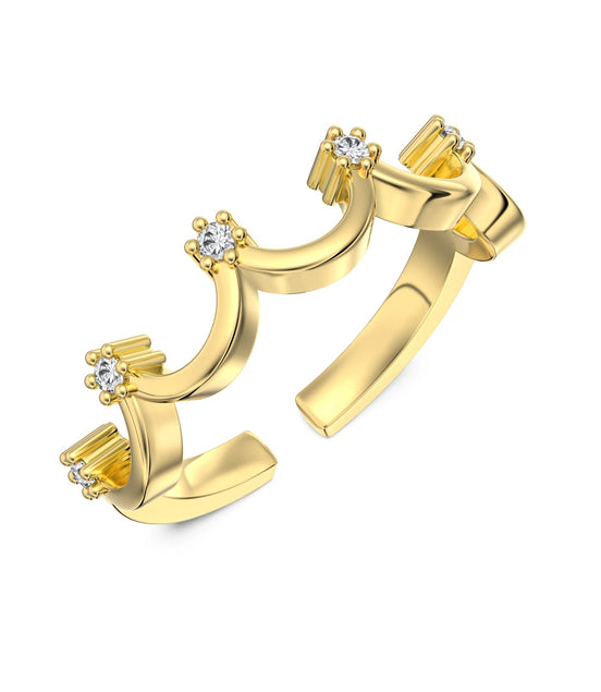 18K gold-plated 925 silver ring in crown design with zirconia