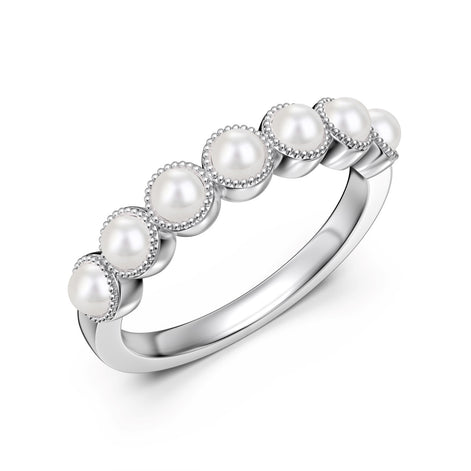 Pearl silver ring 925 with zirconia stones