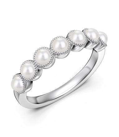 Pearl silver ring 925 with zirconia stones
