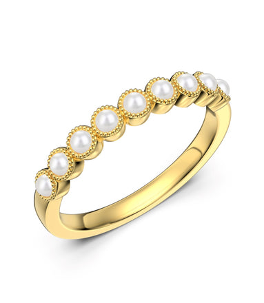 Pearl sterling silver ring 18K gold plated