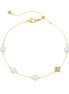 Bracelet 925 silver, 18K gold-plated with pearls &amp; clover pendant with zirconia