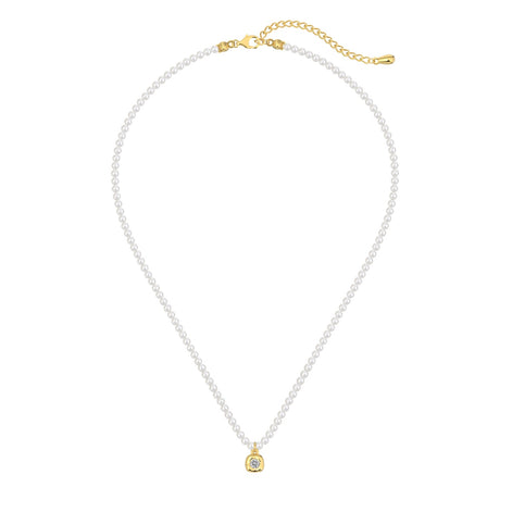 Pearl necklace with 18K gold-plated pendant
