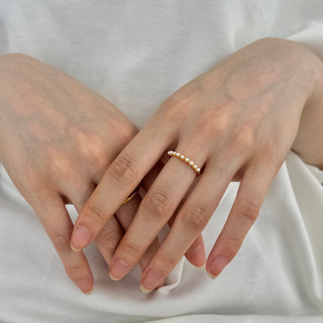 Pearl sterling silver ring 18K gold plated